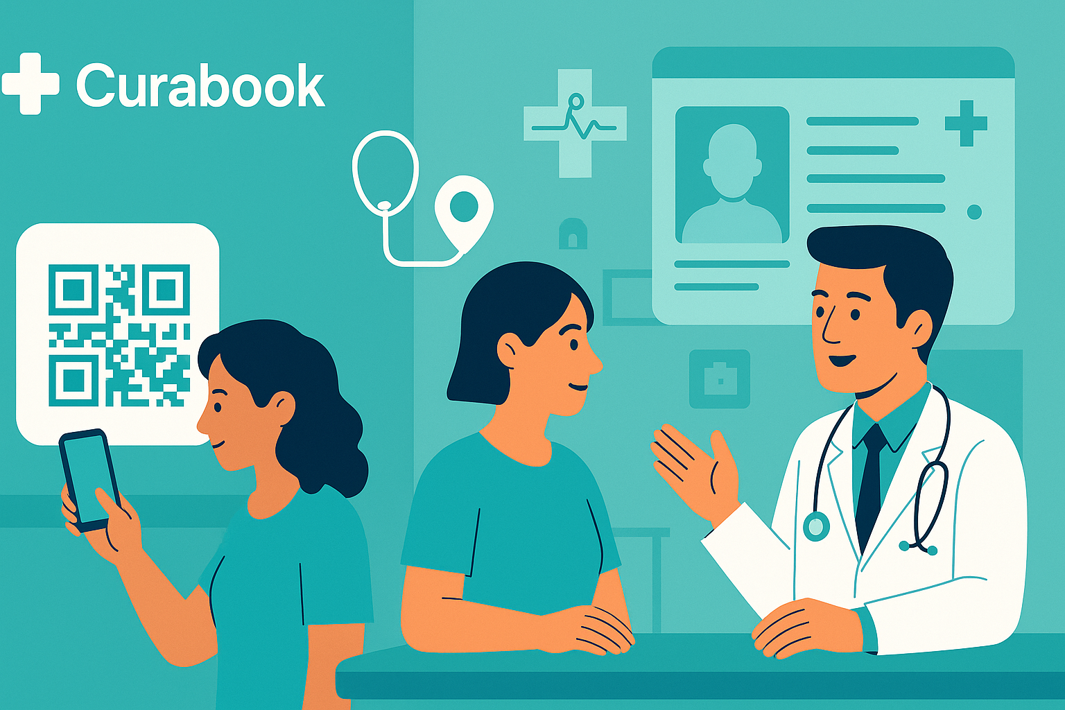 Illustration — doctor and patient